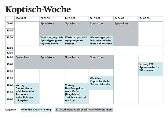 Stundenplan Koptisch-Woche